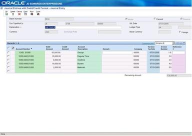 JD Edwards Software Journal Entry