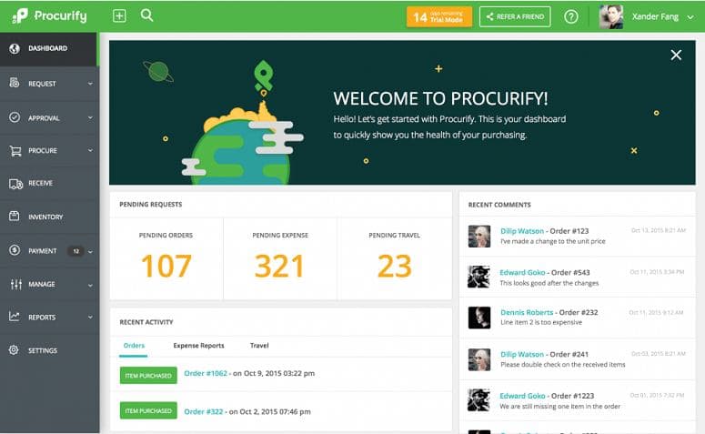 Procurify Dashboard