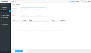 Zoho Expense New Report