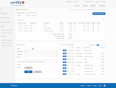 Certify Invoicing Expense Report