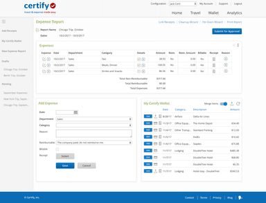 Certify Invoicing Expense Report