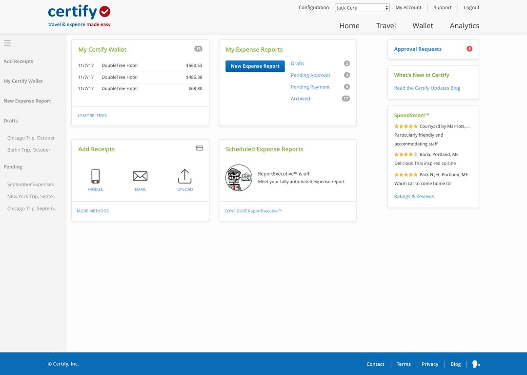 Certify Invoicing Homepage