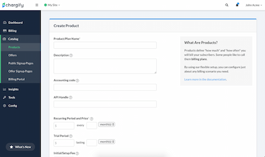 Chargify Create product