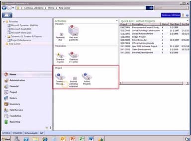 Microsoft Dynamics SL Home