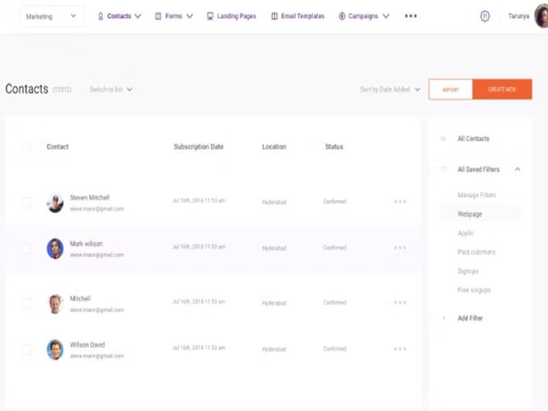EngageBay Email Contacts