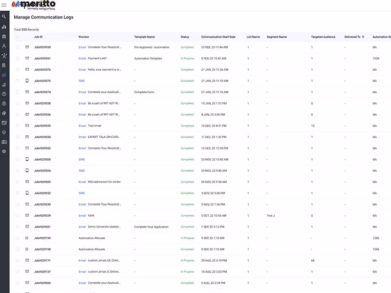 Meritto Communication Logs