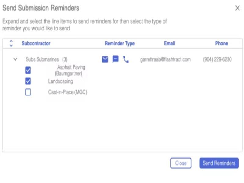Flashtract Construction Billing Reminders