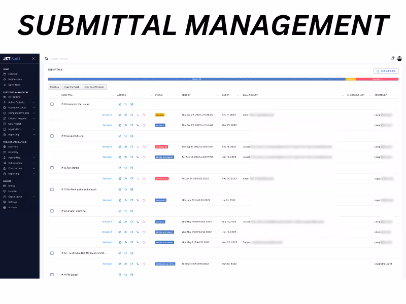 Jet.Build Submittal Managements