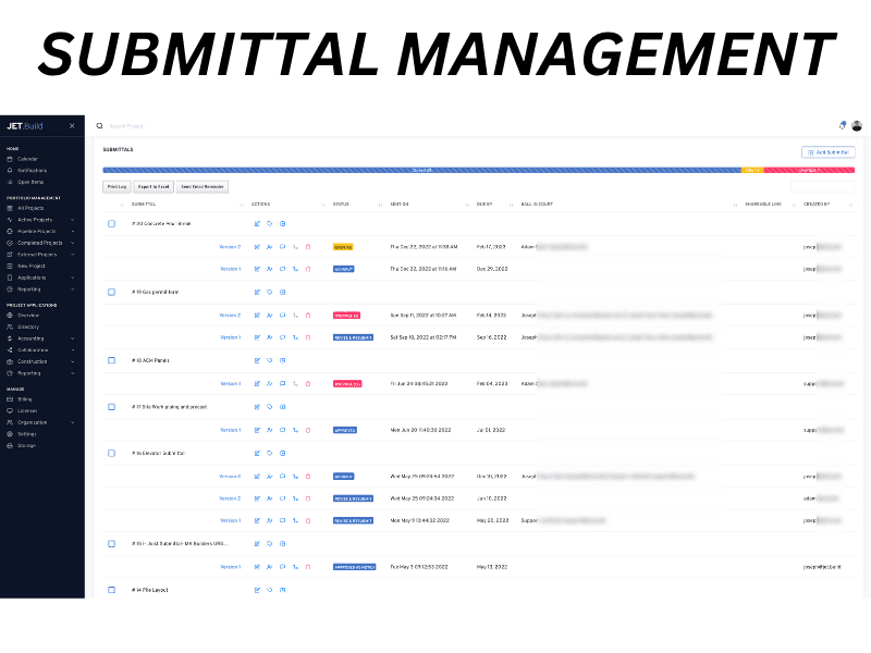 Jet.Build Submittal Managements