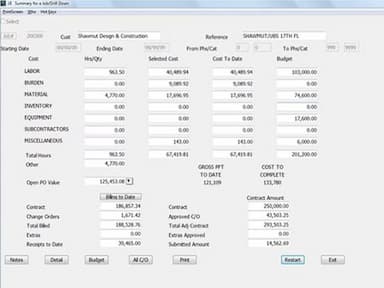 Project Management Main Screen