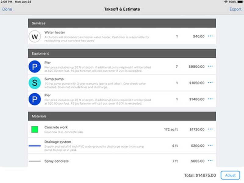 ArcSite Software Takeoff and Estimate