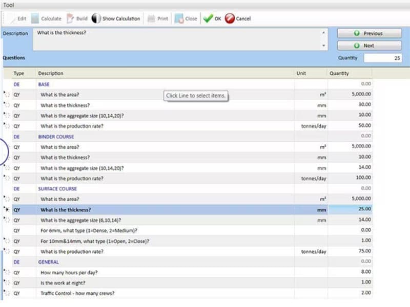 Benchmark Estimating Routine input