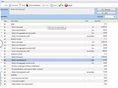 Benchmark Estimating Routine input