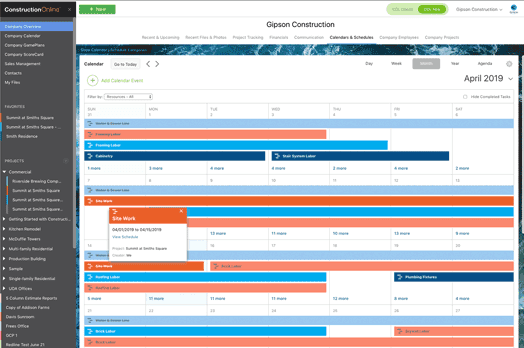 Construction Online Scheduling