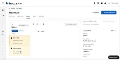 Houzz Pro Software New Build
