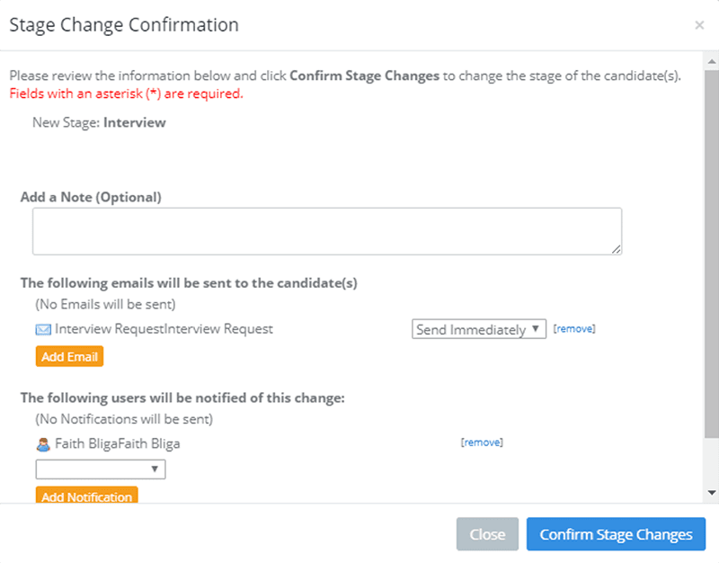 ApplicantStack Stage Change