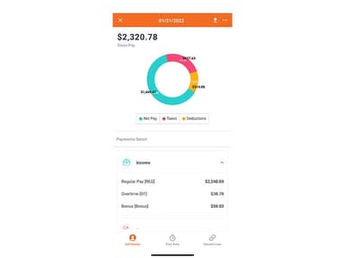 Criterion HCM Paycheck view on mobile app