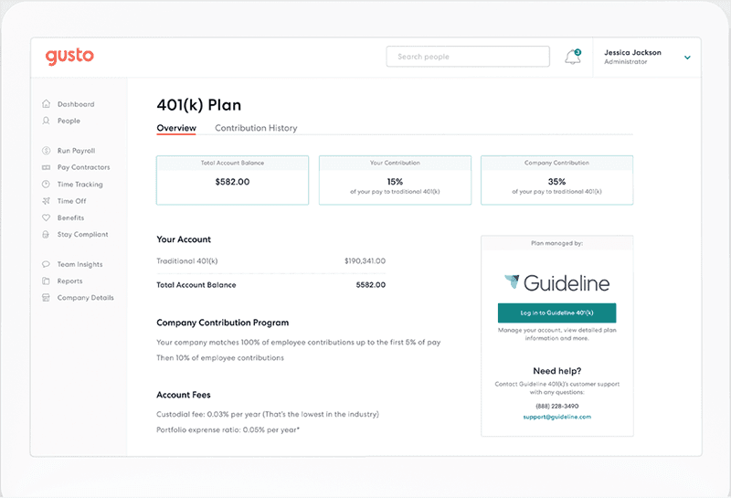 Gusto 401K plan