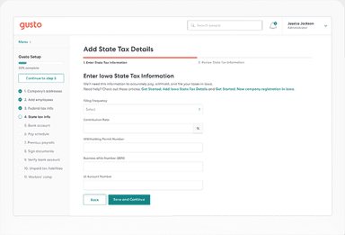 Add State Tax Details (Onboard)