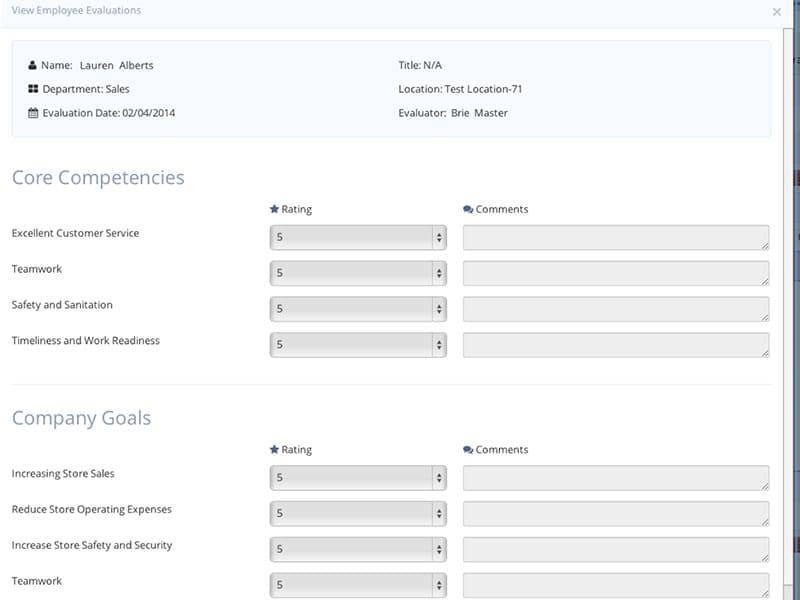 TalentReef Employee evaluations