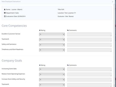 TalentReef Employee evaluations