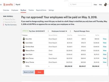 TriNet Zenefits Payroll approval