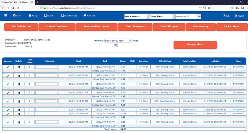 Webclock Management Employee Detail