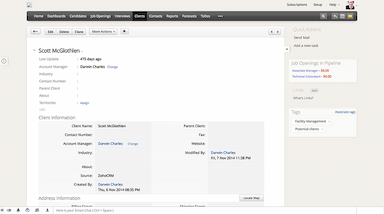Zoho Recruit Client Page