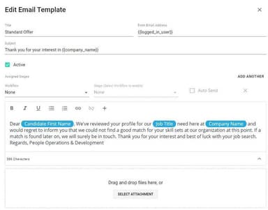 Automated email templates