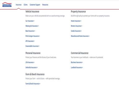American Family Insurance Top Categories