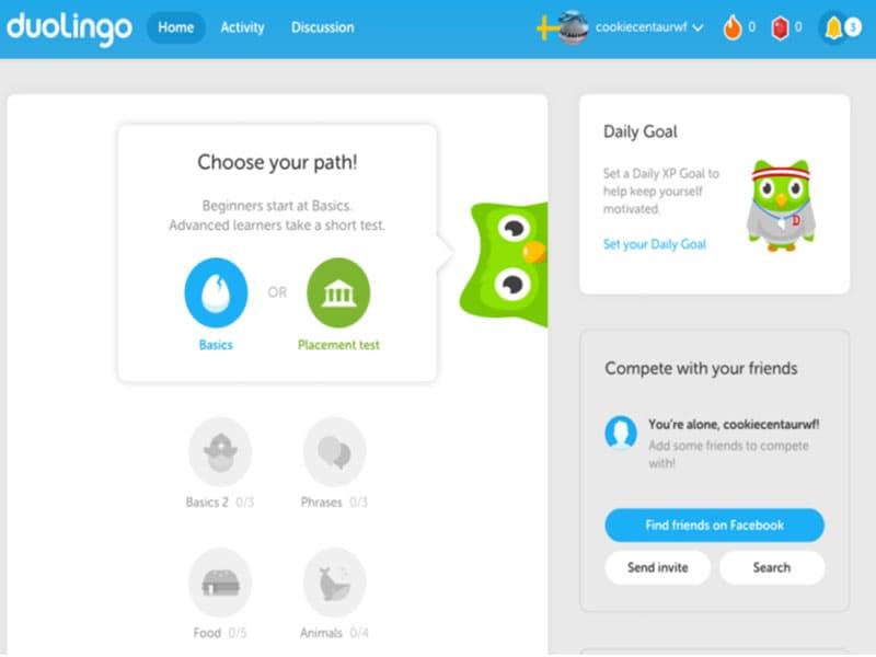 Duolingo Choose Path and Daily Goals