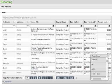 Evolve LMS Results reporting