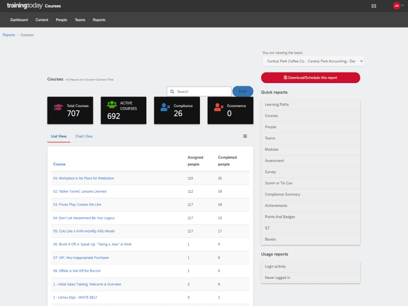 Courses Dashboard