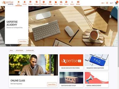 uxpertise LMS Homepage, and administrative menus