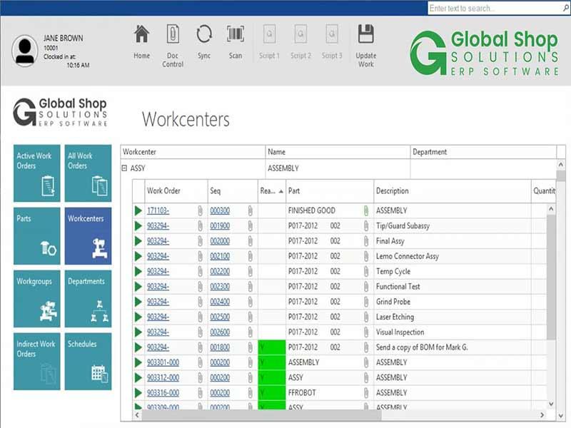 Global Shop Solutions Workcenters