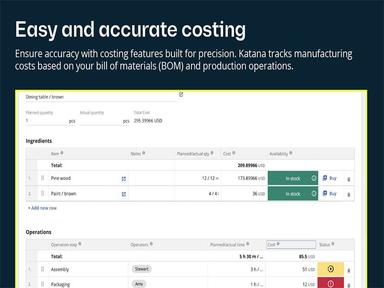 Manage manufacturing cost on BOM, producti on operations