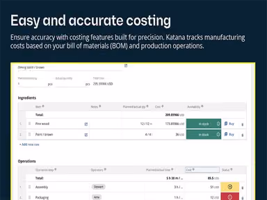 Katana Manage Manufacturing Costs