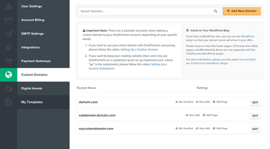 ClickFunnels Domain Settings