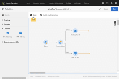 Adobe Campaign Workflow builder