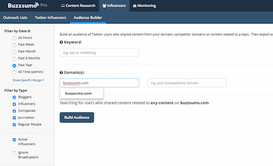 BuzzSumo Audience Builder