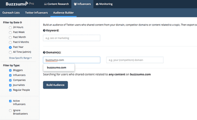 BuzzSumo Audience Builder