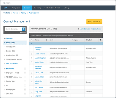 Constant Contact Software Contact Management