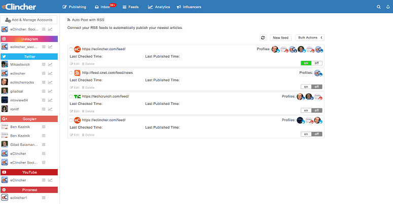 eClincher Manage Accounts