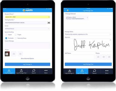 Notifii Log package in and out