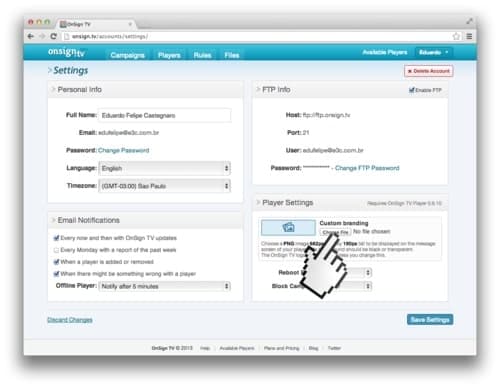 OnSign TV Settings
