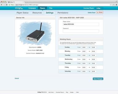 OnSign TV Player Settings