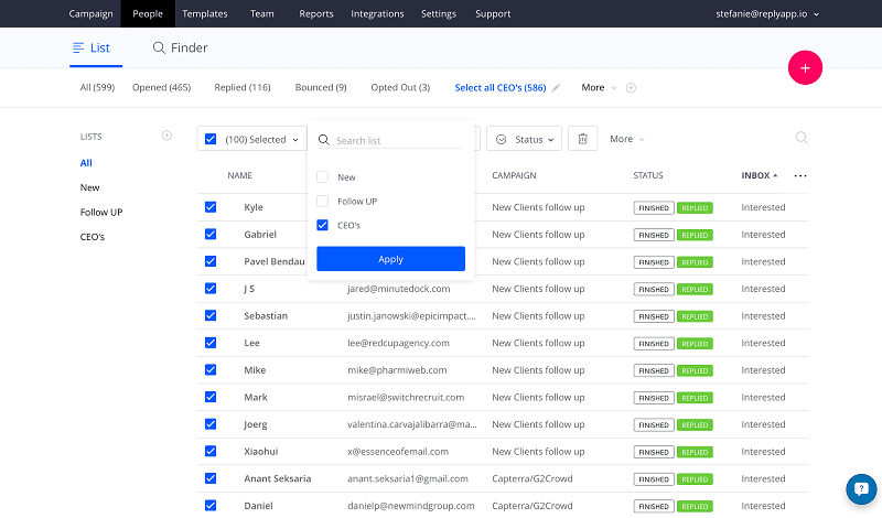 Reply Software Dashboard