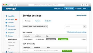 Sender settings