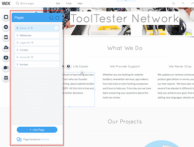 Page menu