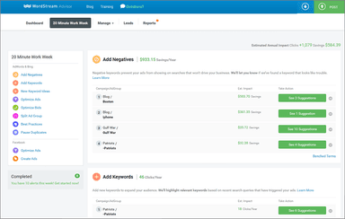 WordStream Advisor 20 minute work week
